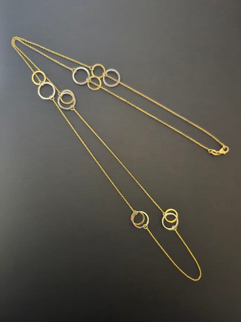 SALE☆美品☆ロングネックレス　YG&WG　80cm 750 k18