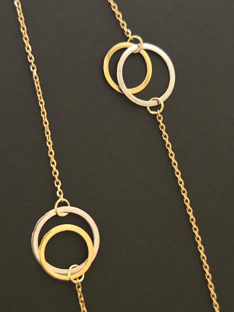 SALE☆美品☆ロングネックレス　YG&WG　80cm 750 k18