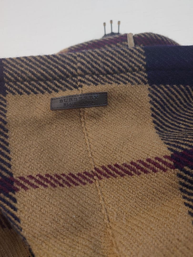 バーバリーブルーレーベル　ポンチョストール　ウール　ブランケット　美品