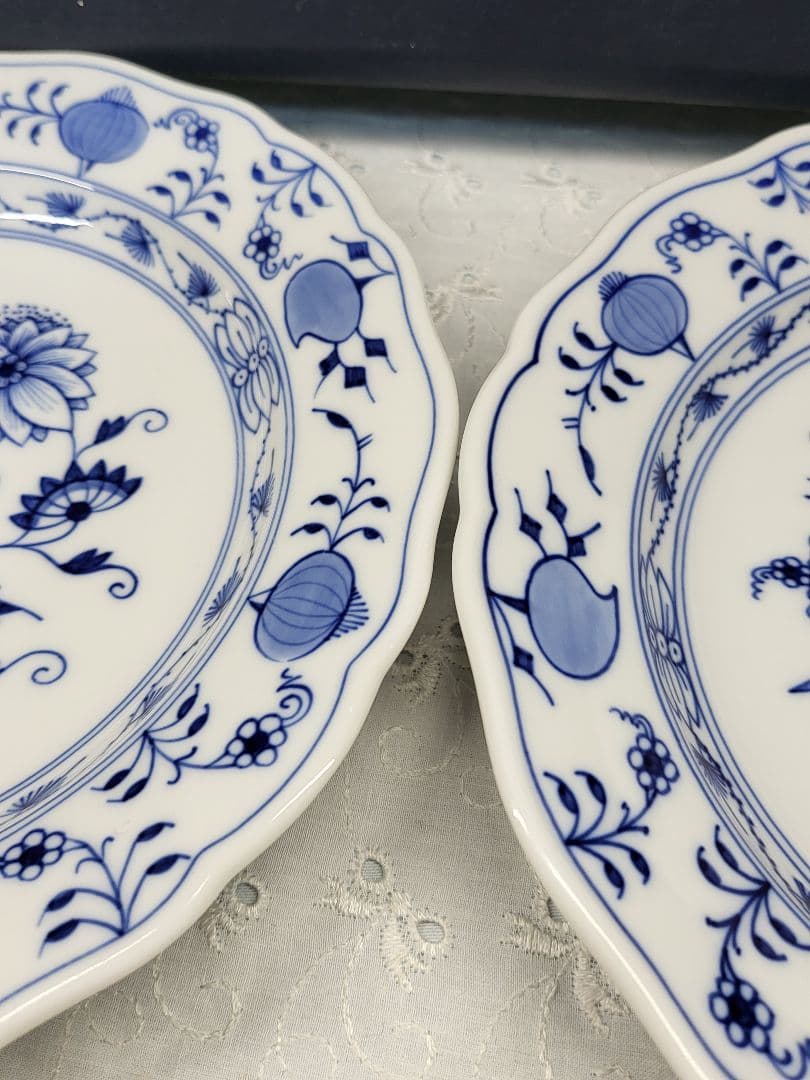 未使用近✨マイセン ブルーオニオン プレート 20cm皿 サラダ デザート2枚②