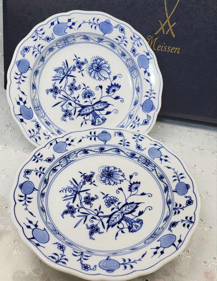 未使用近✨マイセン ブルーオニオン プレート 20cm皿 サラダ デザート2枚②