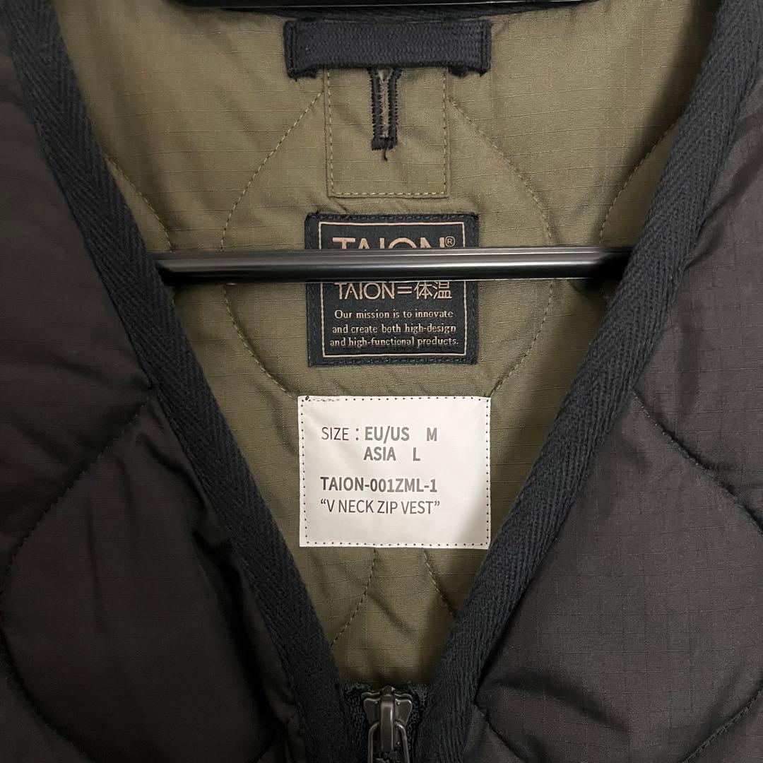 TAION ミリタリーVネックジップ ダウンベスト TAION-001ZML-1