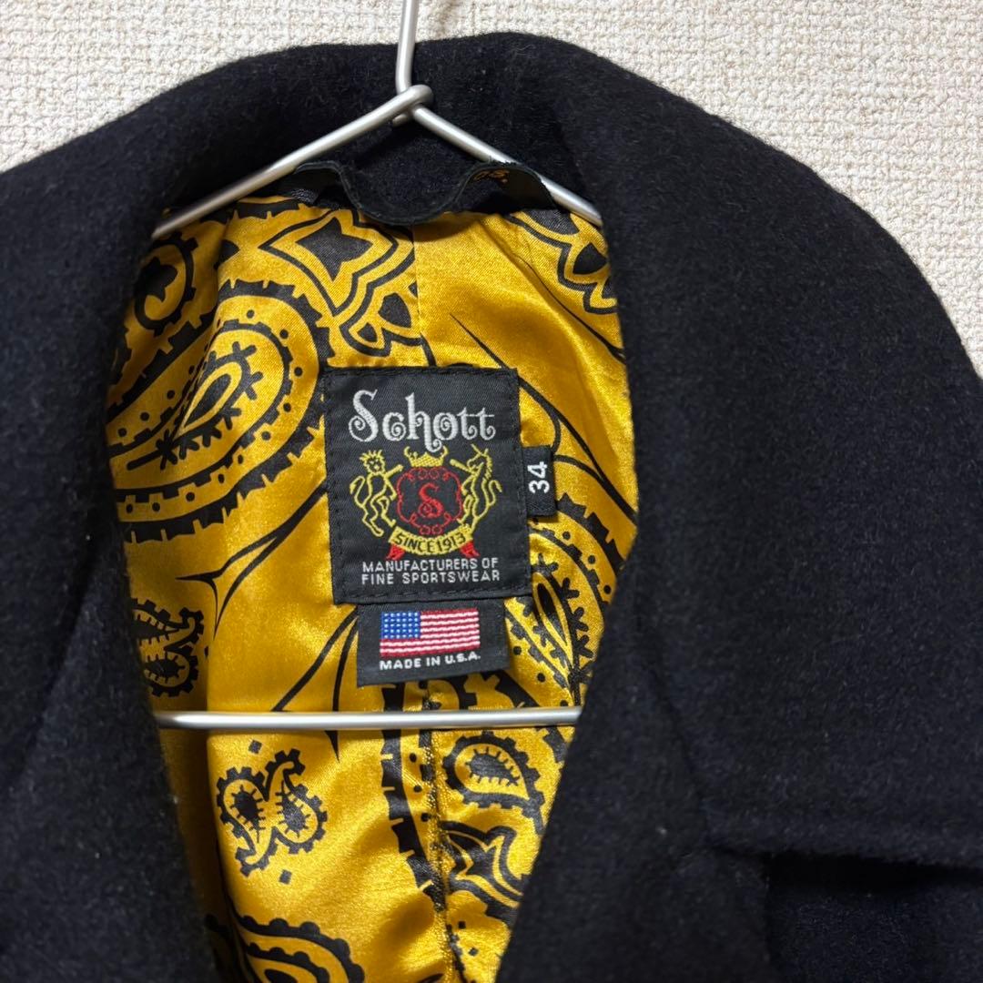 【美品/USA製】Schott × 24karats レザー切替 Pコート L