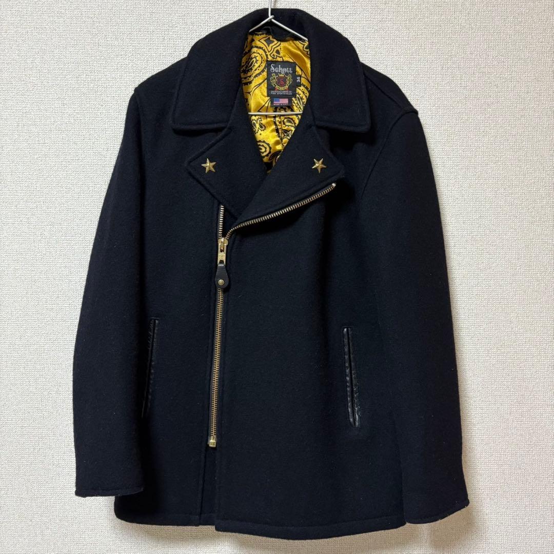 【美品/USA製】Schott × 24karats レザー切替 Pコート L