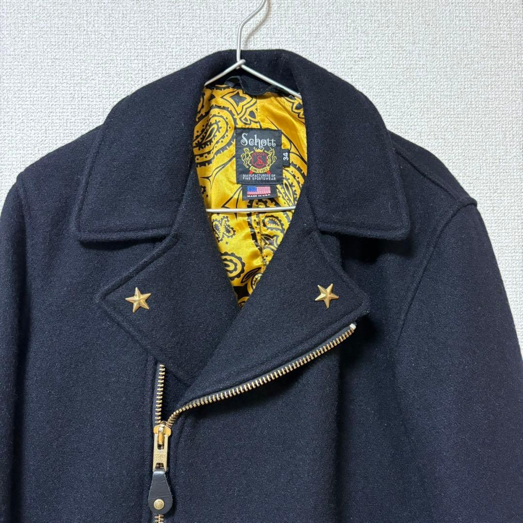 【美品/USA製】Schott × 24karats レザー切替 Pコート L