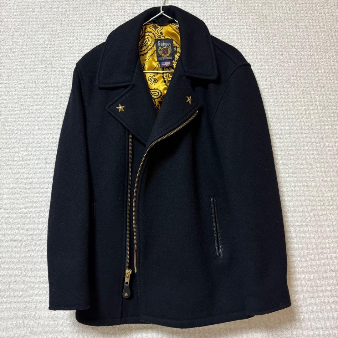 【美品/USA製】Schott × 24karats レザー切替 Pコート L
