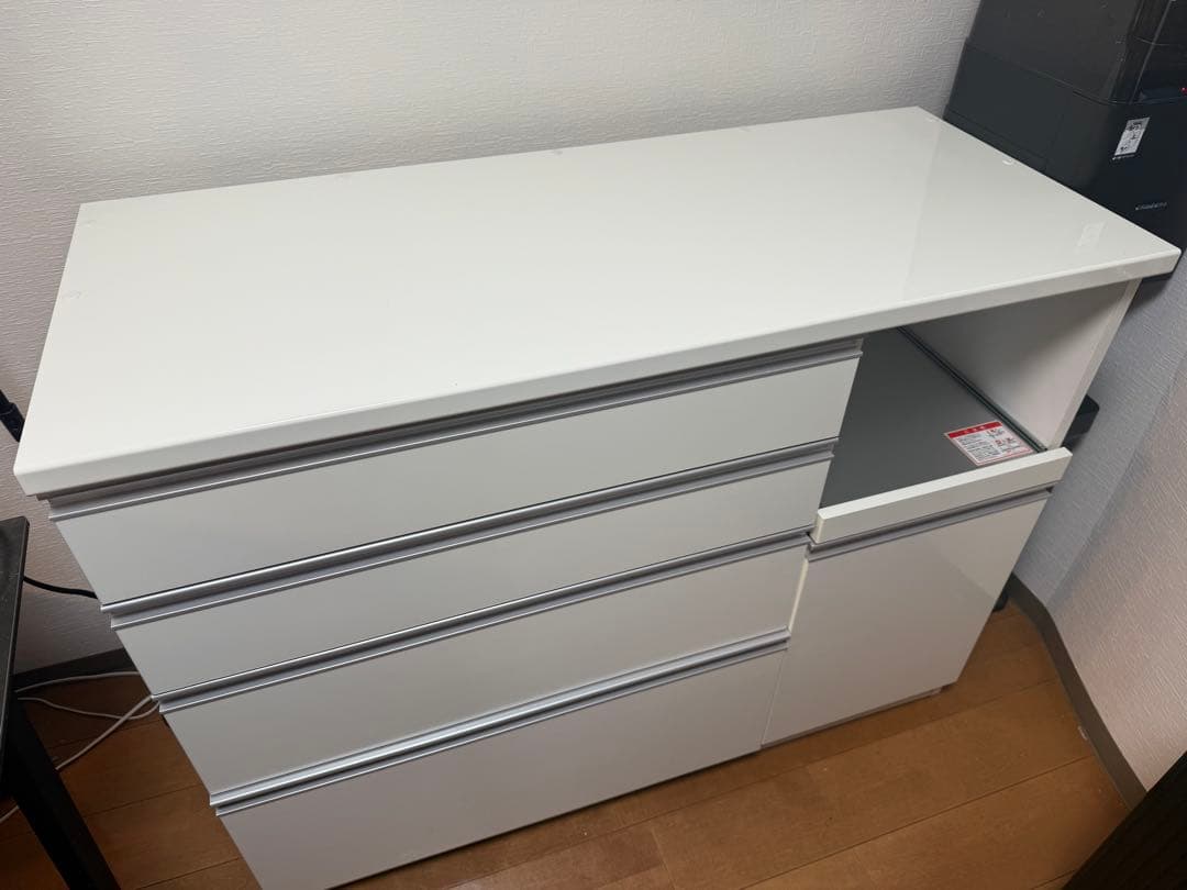 高橋木工所　ホワイトカップボード（プレファW120Mカウンター）