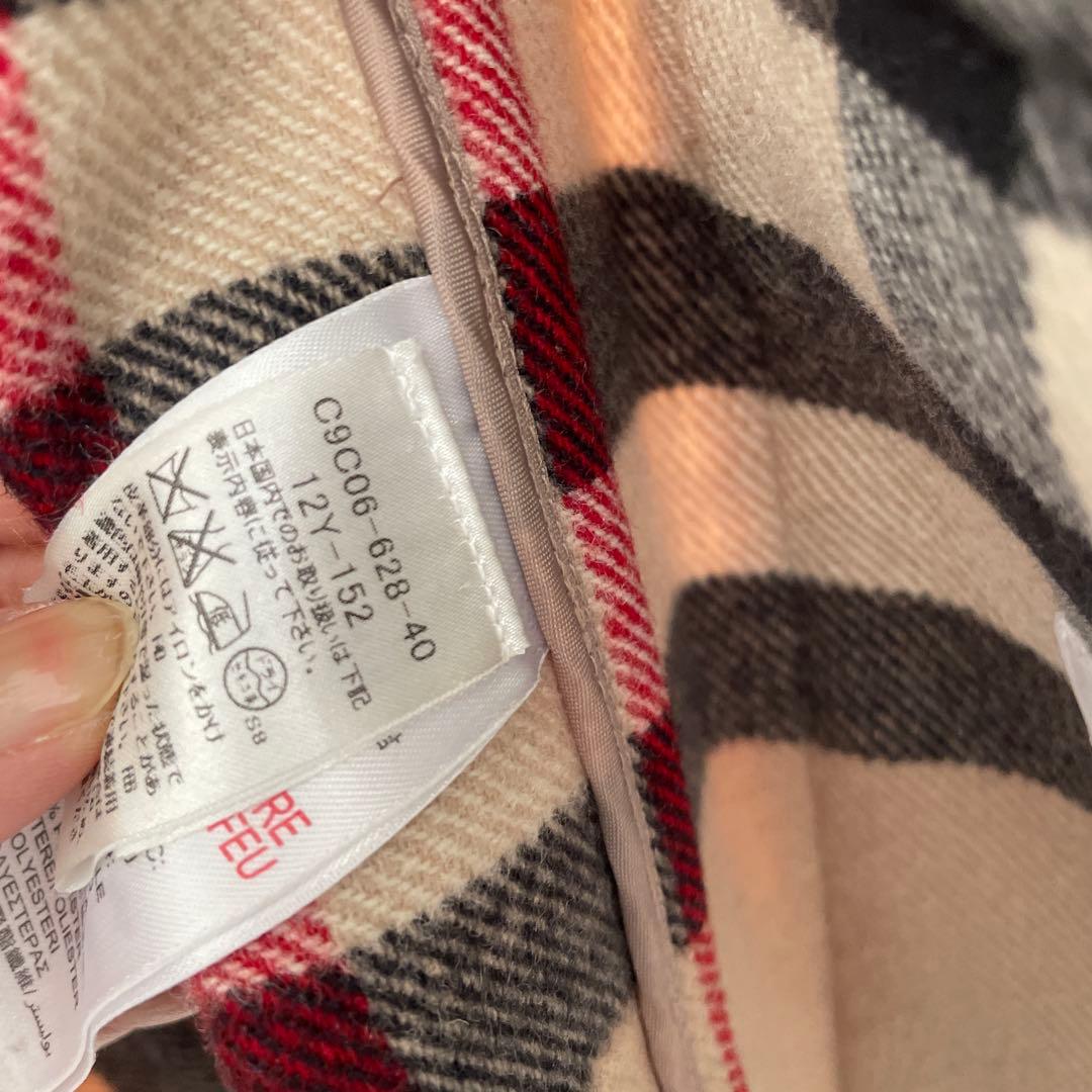 バーバリー ダッフルコート12y 152 クリーニング済み