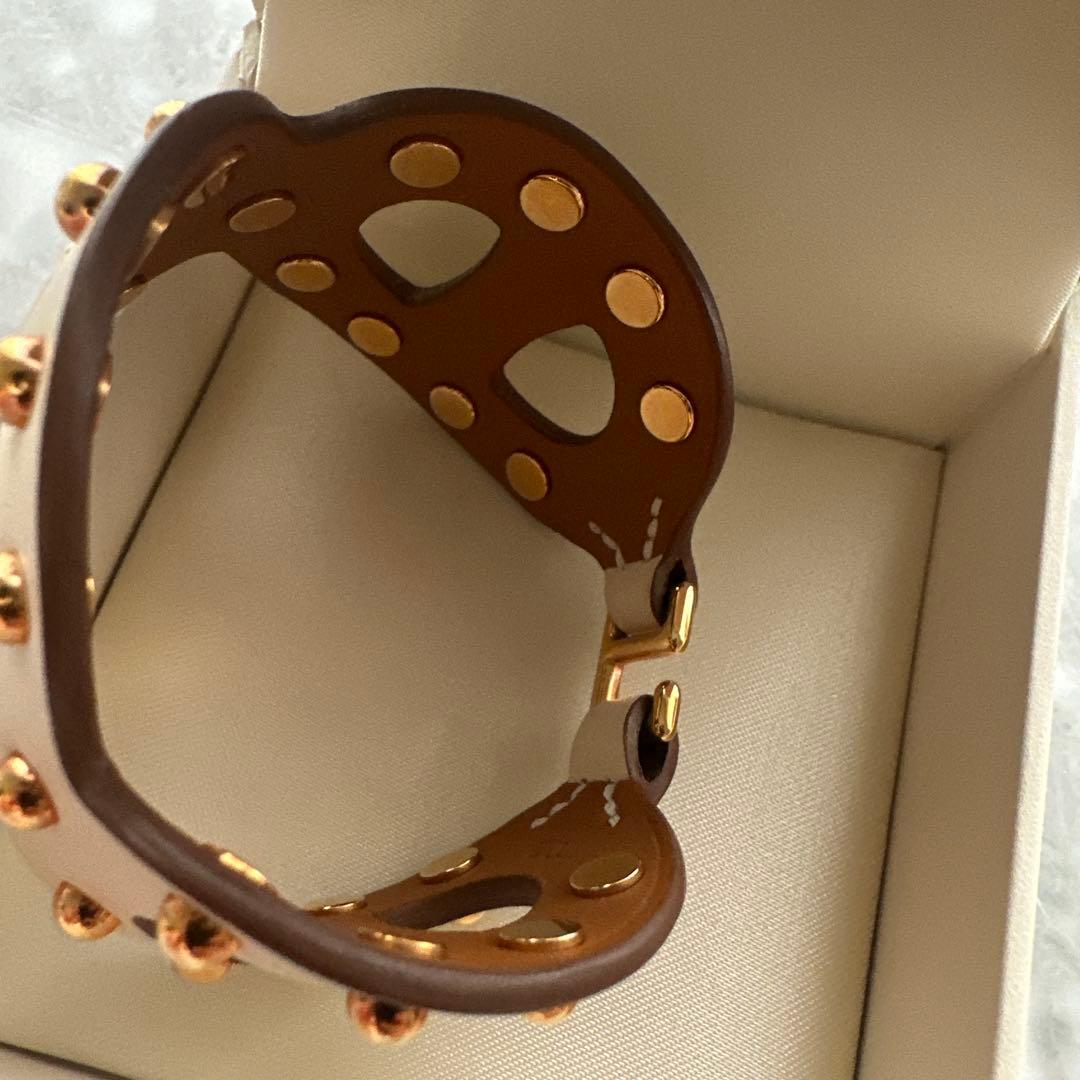 最終値下 HERMES エルメス シェーヌダンクル レザーバングル スタッズ