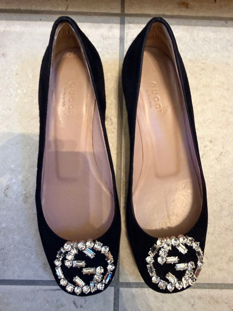 GUCCI グッチ/GGクリスタルビジューフラットシューズ/サイズ35 1/2