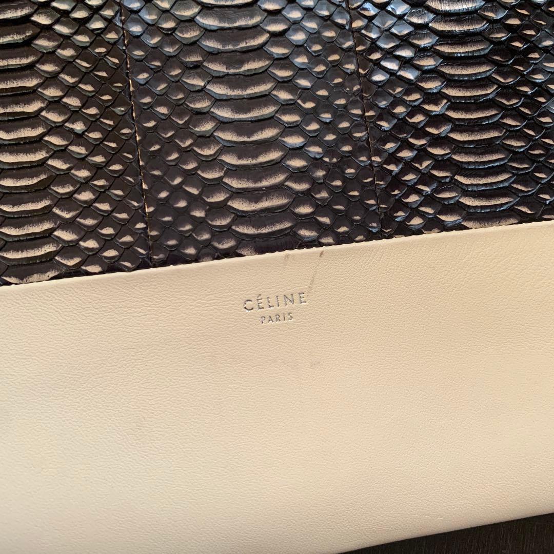 【希少】セリーヌ　パイソン　ラムスキン　ソロクラッチ　バイカラー　ポーチ