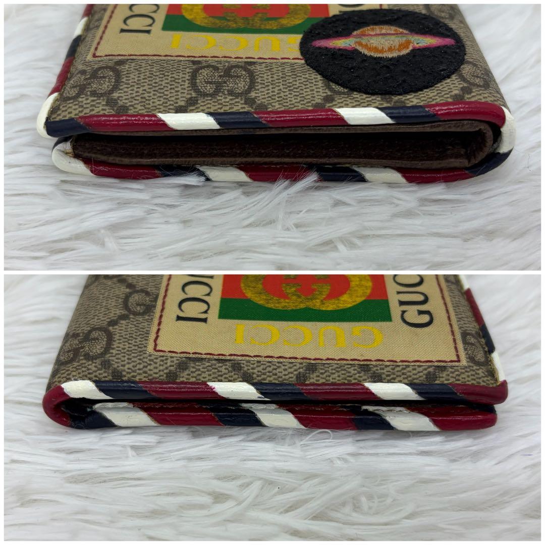 希少／美品✨グッチ　二つ折り　ナイトクーリエ　PVC UFO　レザー　茶