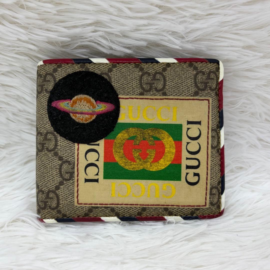 希少／美品✨グッチ　二つ折り　ナイトクーリエ　PVC UFO　レザー　茶