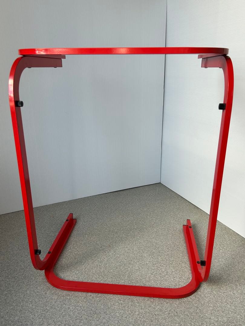 アイアンフレーム ガラステーブル レトロ ポストモダン　ヴィンテージ　ポップ　赤