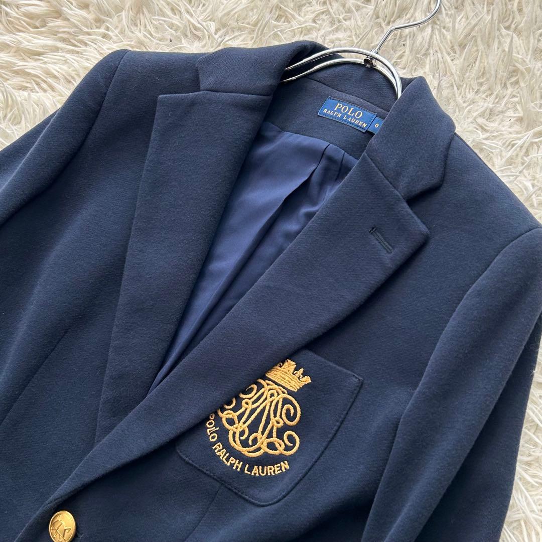 ✨美品✨ ポロラルフローレン テーラードジャケット 紺ブレ エンブレム刺繍