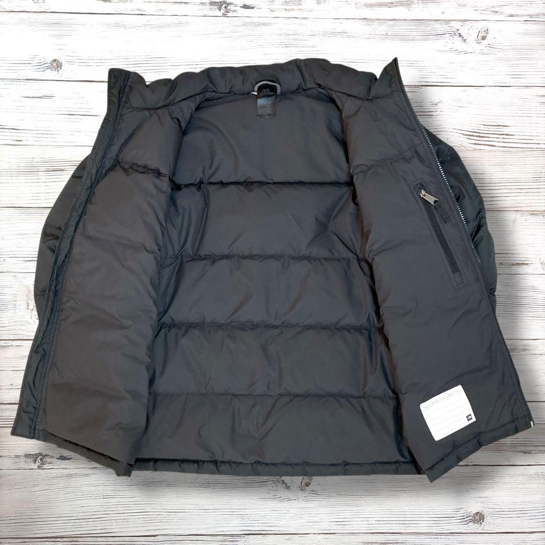 ザノースフェイス ダウン 刺繍ロゴ 黒 ブラックボーイズXL 0649