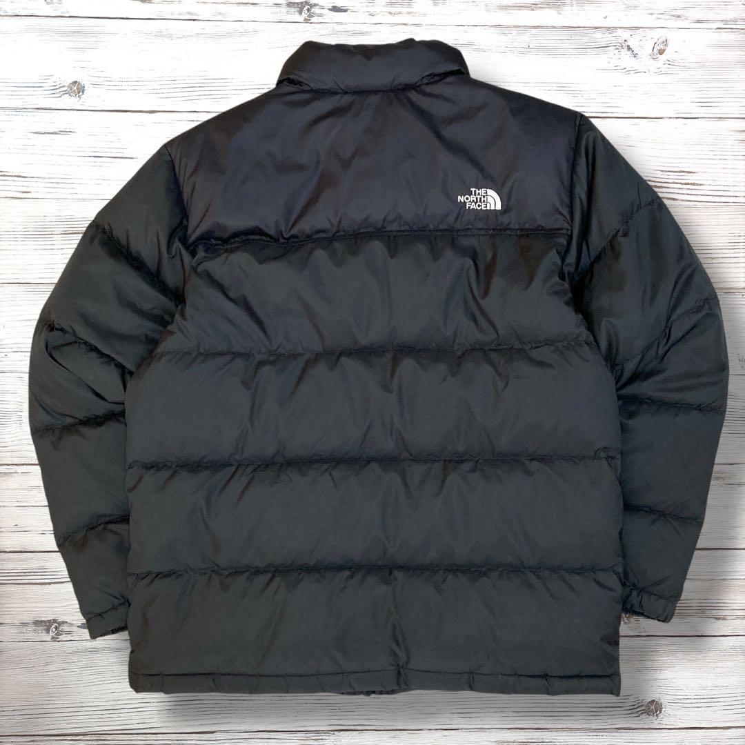 ザノースフェイス ダウン 刺繍ロゴ 黒 ブラックボーイズXL 0649