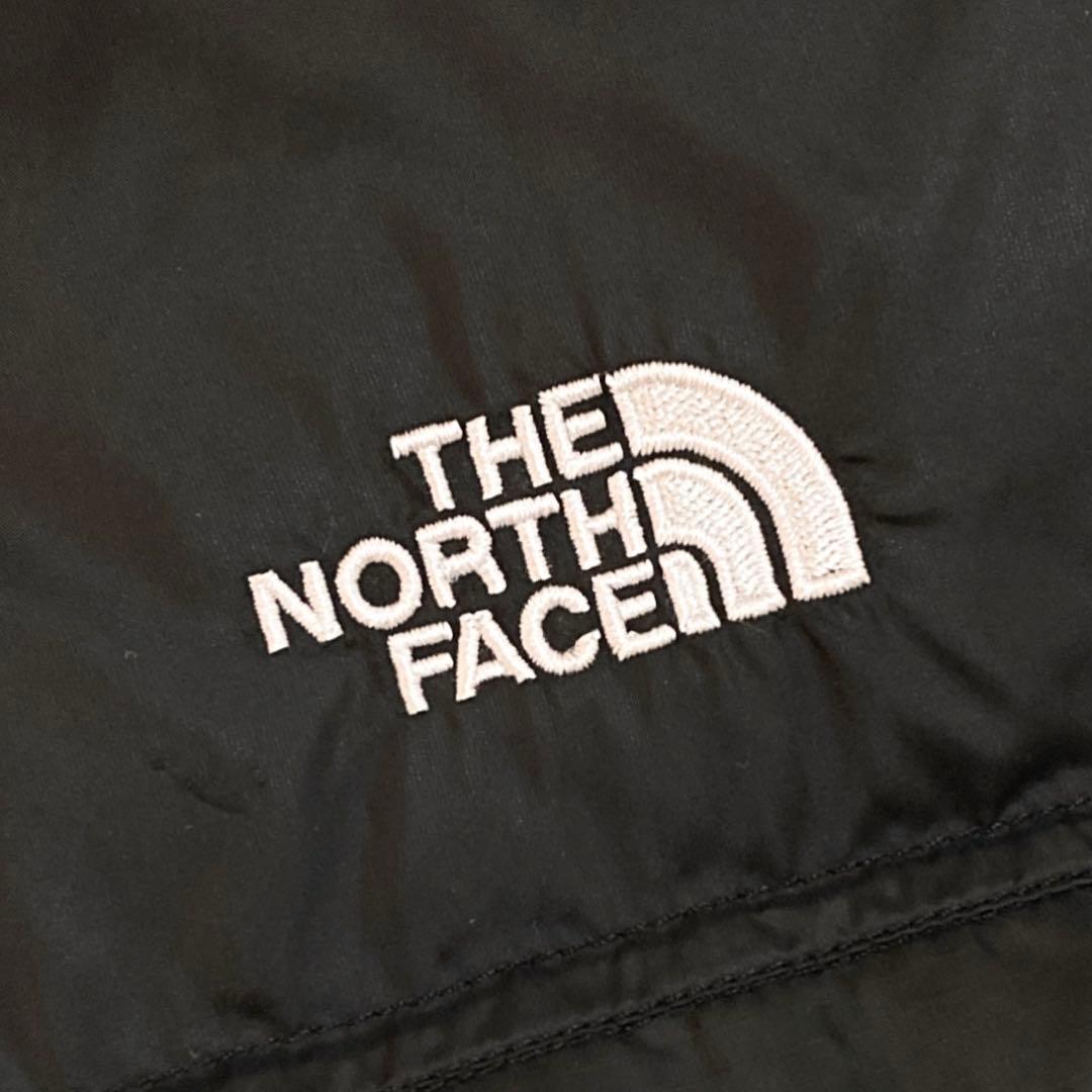 ザノースフェイス ダウン 刺繍ロゴ 黒 ブラックボーイズXL 0649