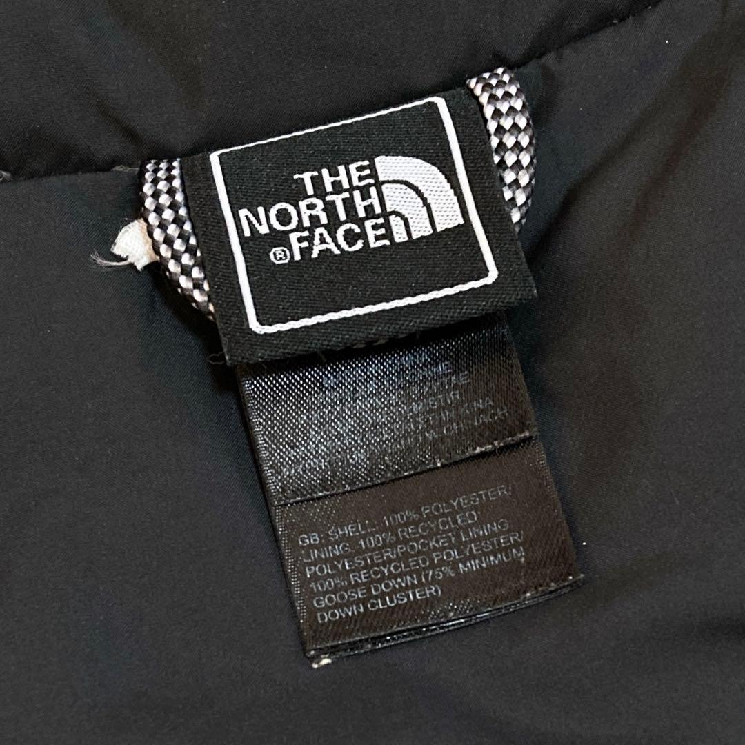 ザノースフェイス ダウン 刺繍ロゴ 黒 ブラックボーイズXL 0649