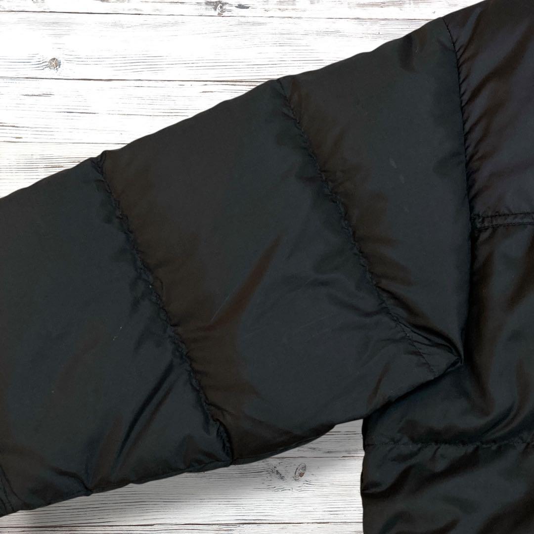 ザノースフェイス ダウン 刺繍ロゴ 黒 ブラックボーイズXL 0649