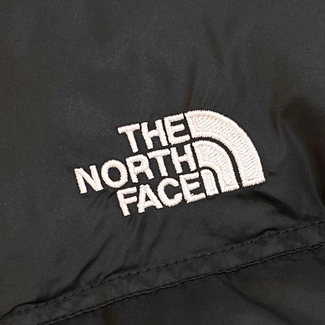 ザノースフェイス ダウン 刺繍ロゴ 黒 ブラックボーイズXL 0649