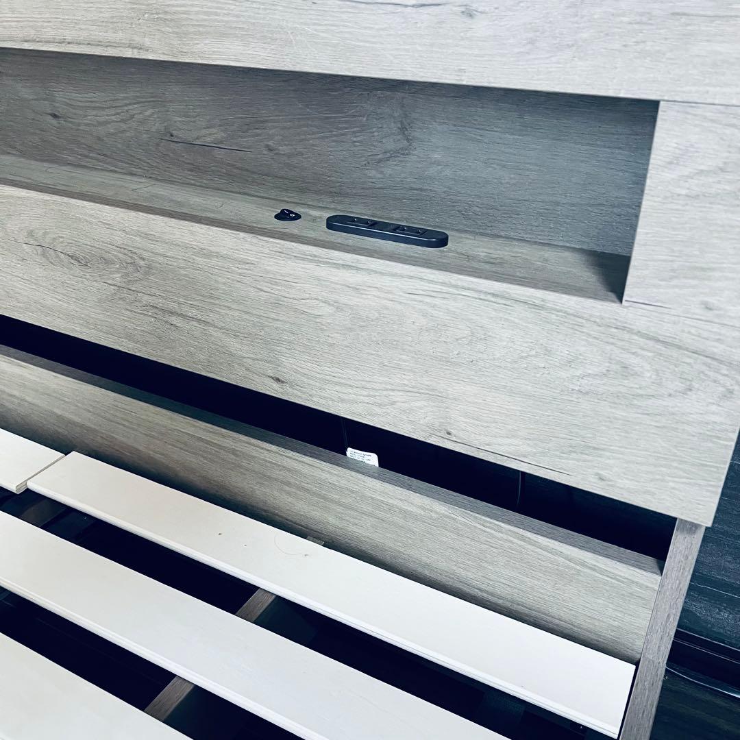 直接引取 東京都 RASIK セミダブル ベッドフレーム LED照明 グレージュ