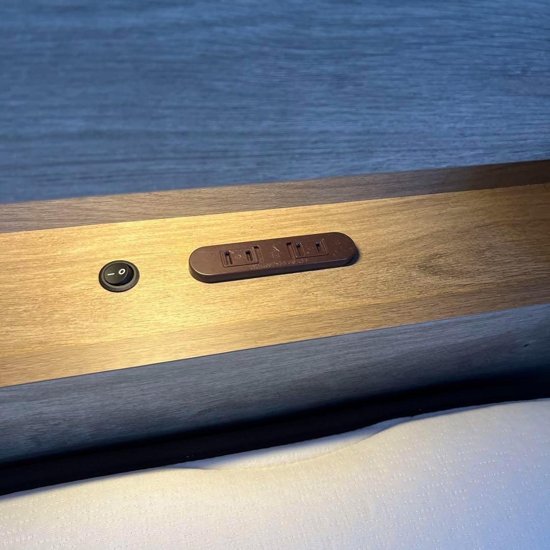 直接引取 東京都 RASIK セミダブル ベッドフレーム LED照明 グレージュ