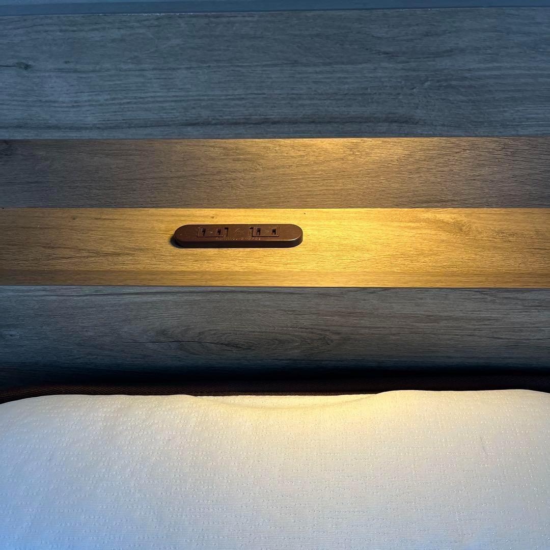 直接引取 東京都 RASIK セミダブル ベッドフレーム LED照明 グレージュ