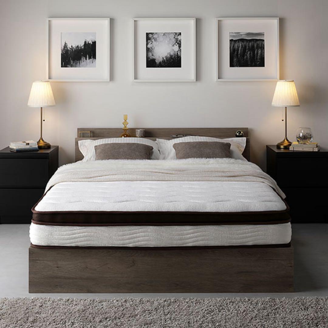 直接引取 東京都 RASIK セミダブル ベッドフレーム LED照明 グレージュ