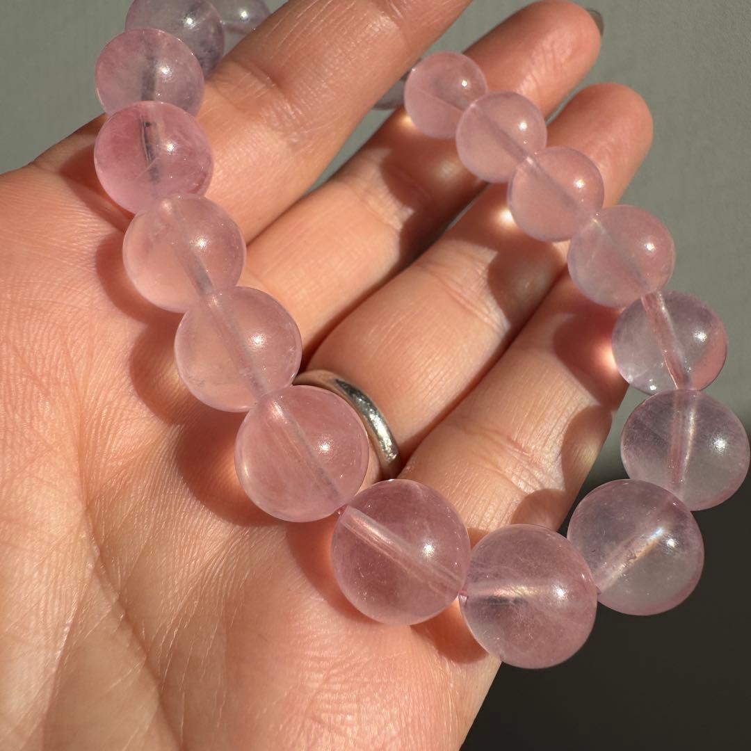 一点物　天然石　ピンク　モルガナイト　ブレスレット