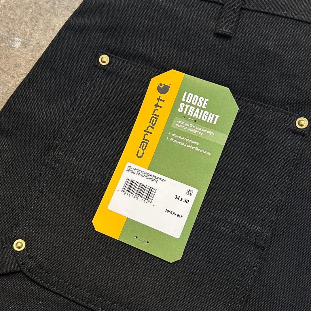 新品 Carhartt カーハート B01 ダック ダブルニー パンツ 黒W34