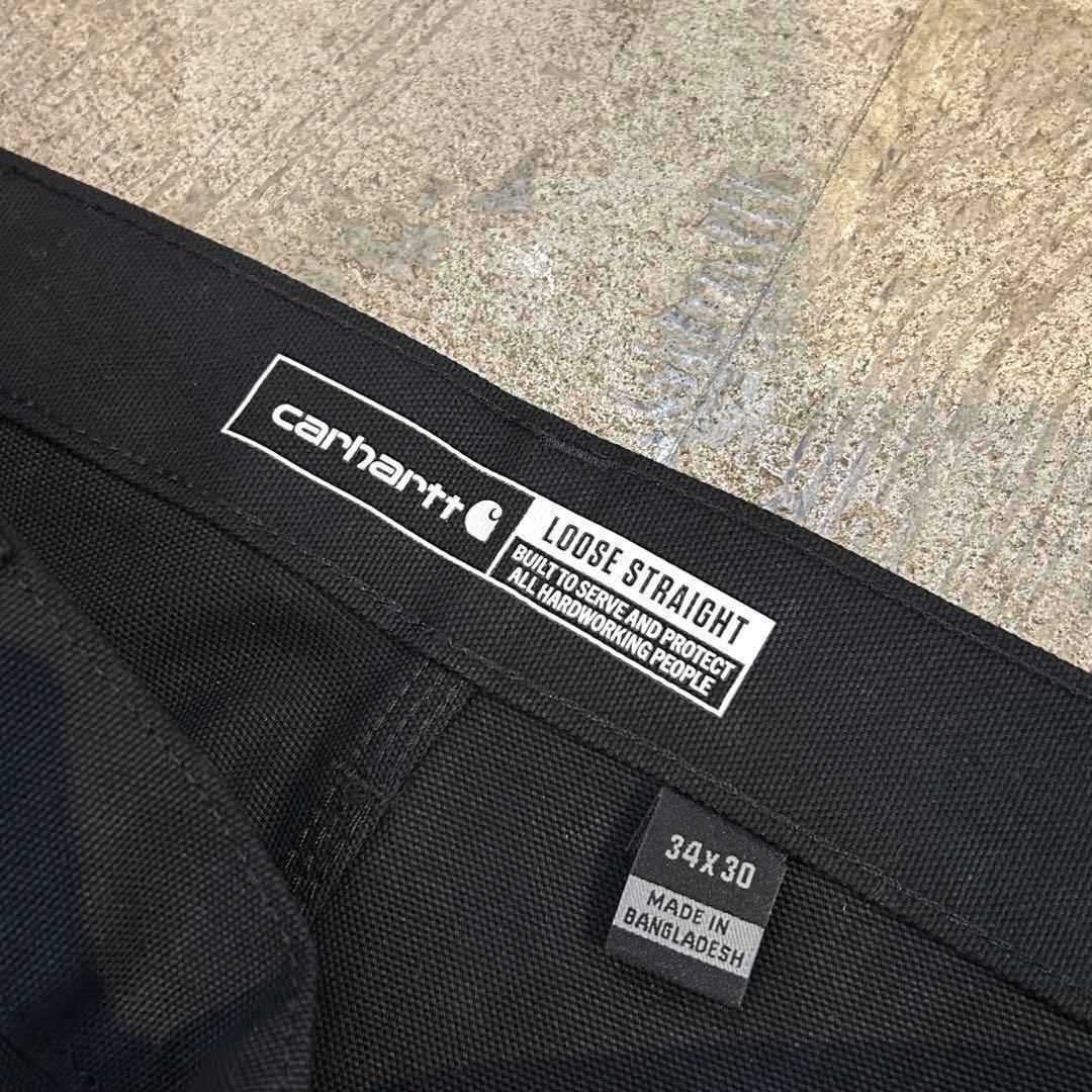 新品 Carhartt カーハート B01 ダック ダブルニー パンツ 黒W34