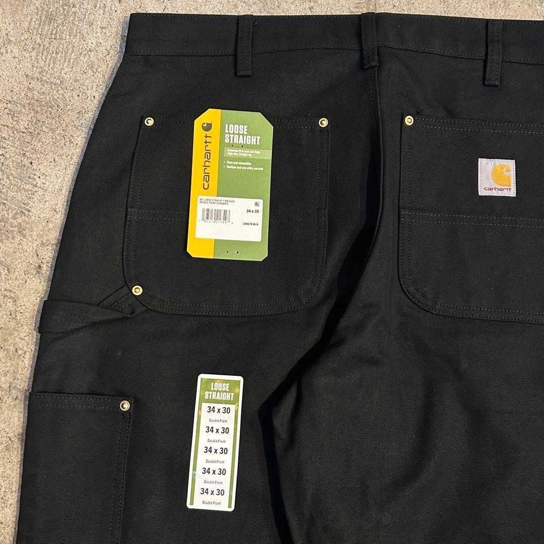 新品 Carhartt カーハート B01 ダック ダブルニー パンツ 黒W34