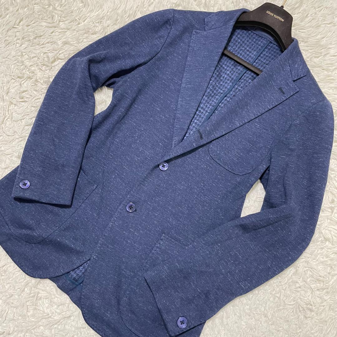 希少50サイズ リングヂャケット ソフトツイード テーラードジャケット ブルー