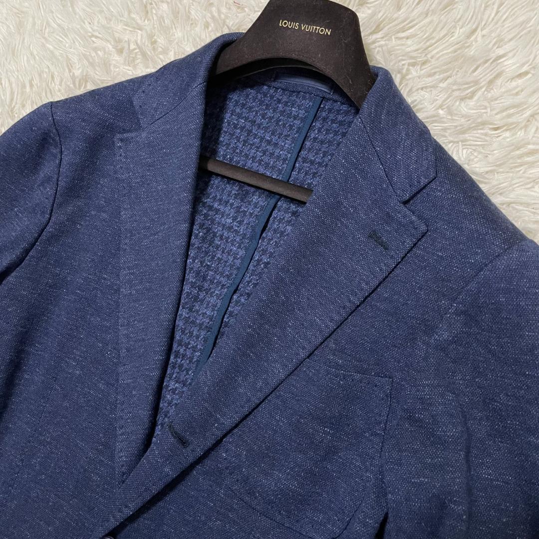 希少50サイズ リングヂャケット ソフトツイード テーラードジャケット ブルー