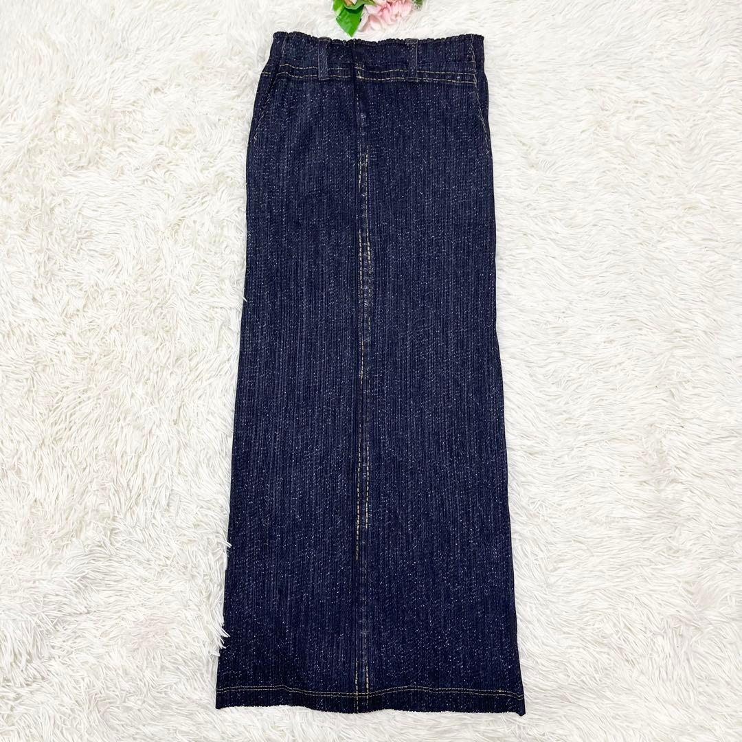 美品　PLEATS PLEASE セットアップ デニム転写 トップス　ロング丈