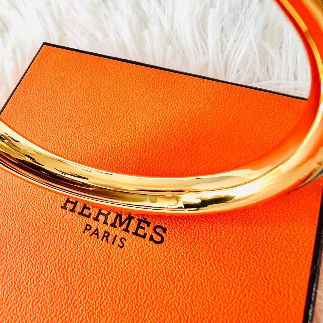 ✨美品✨HERMES　エルメス　バングル　フープ　レザーxイエローゴールド
