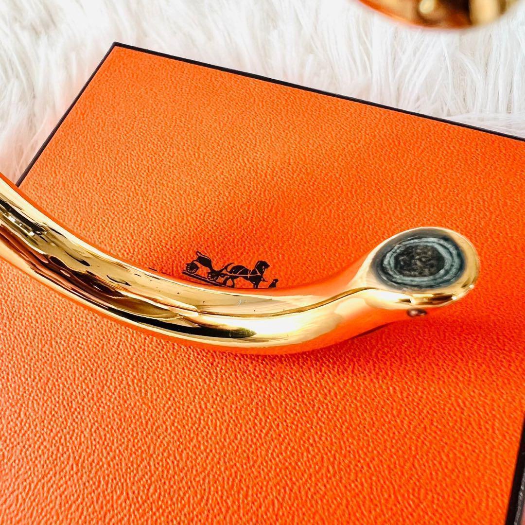 ✨美品✨HERMES　エルメス　バングル　フープ　レザーxイエローゴールド