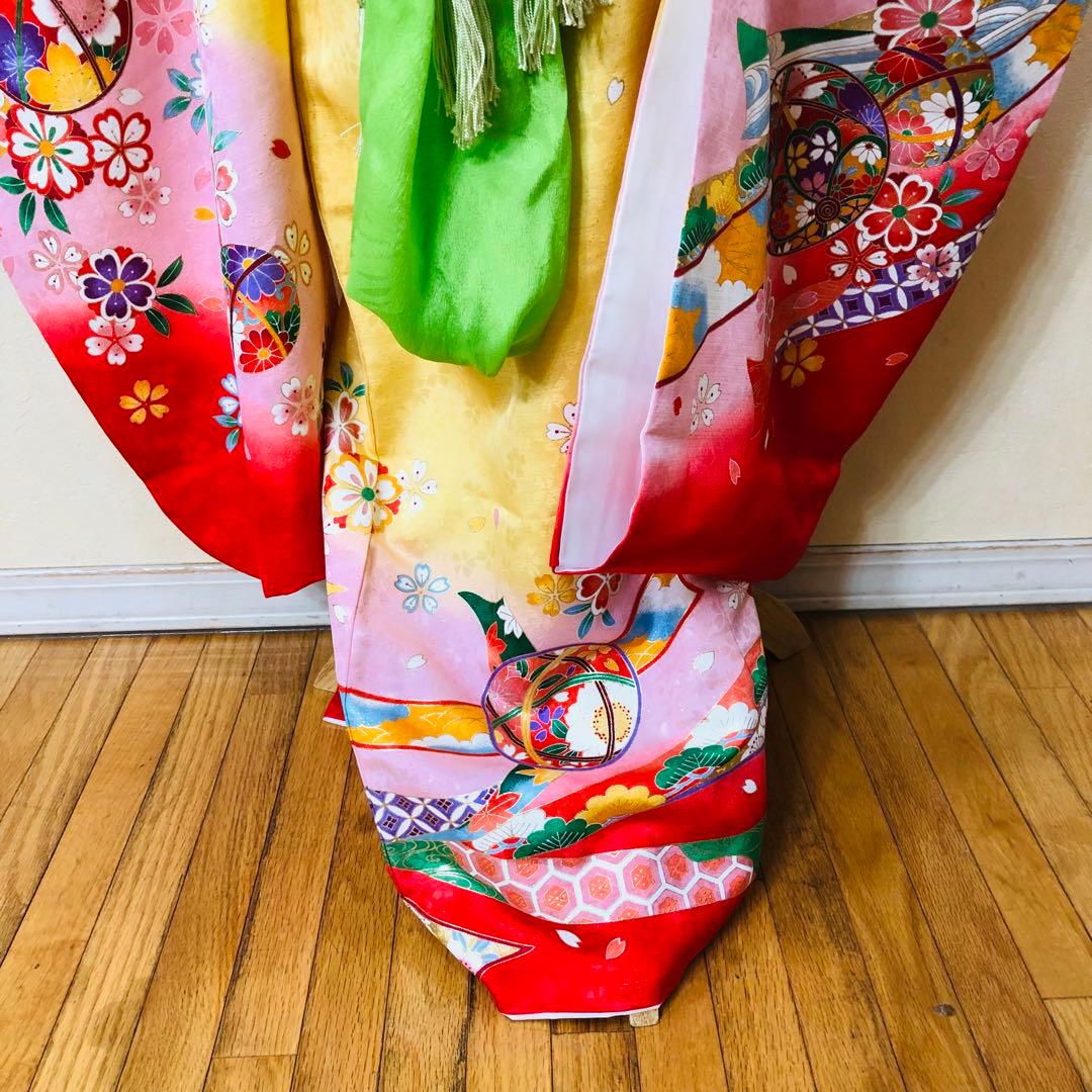 七五三七歳‼️完全フルセット⭐︎手毬花々熨斗柄金彩、刺繍煌びやか極めてる逸品