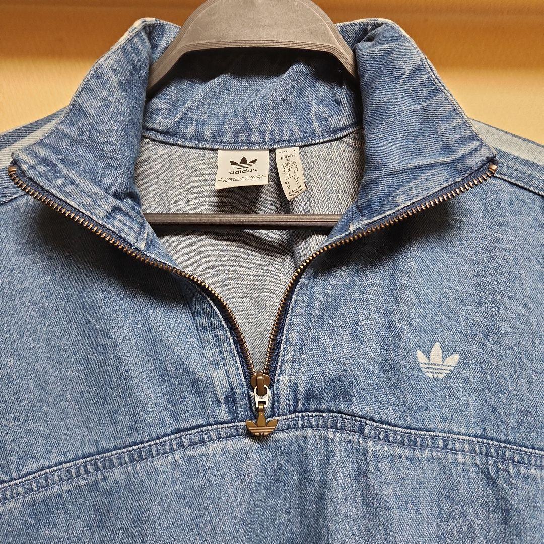 アディダス デニムクロップド トラックトップ ハーフジップ XL ジャケット
