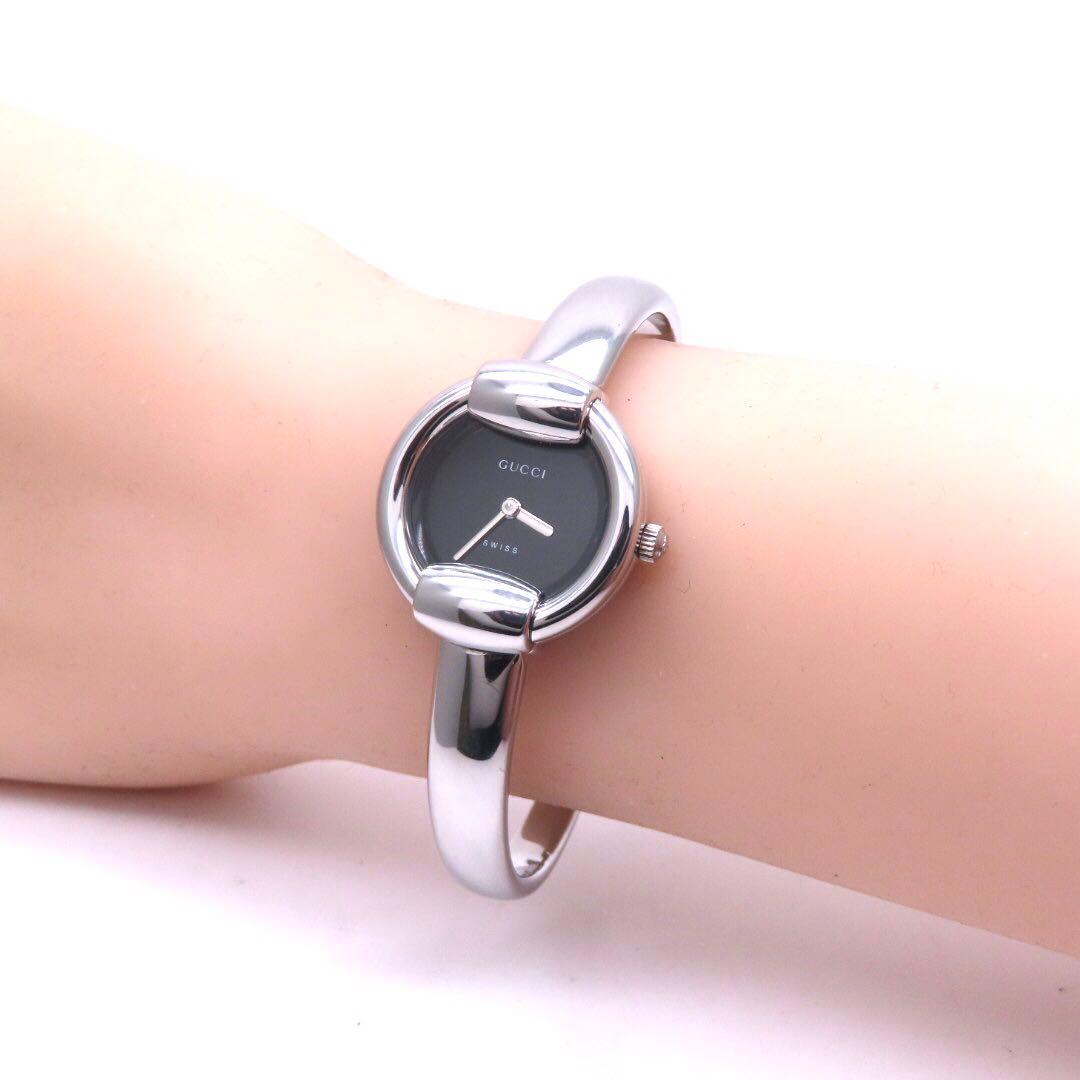 美品 1400L GUCCI グッチ 時計 ブラック バングル レディース