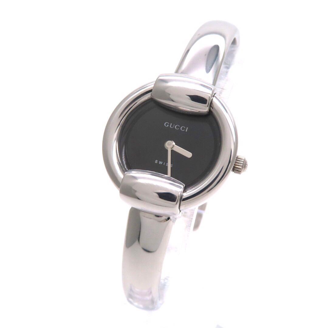 美品 1400L GUCCI グッチ 時計 ブラック バングル レディース