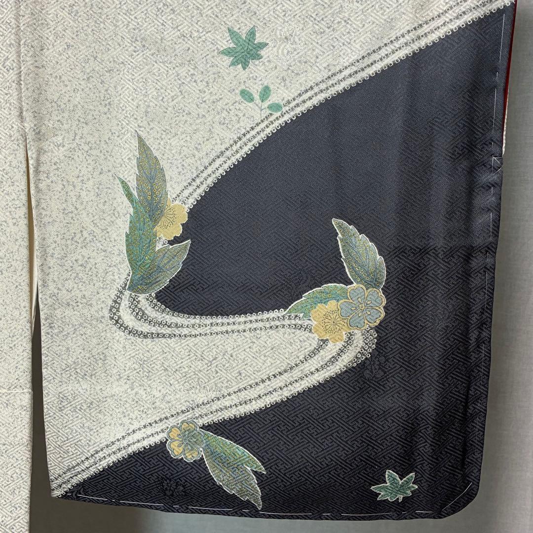 D57 訪問着 桜 流水 正絹 着物 袷 しつけ糸付き未使用極美品