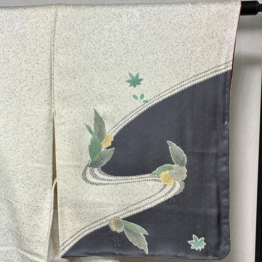 D57 訪問着 桜 流水 正絹 着物 袷 しつけ糸付き未使用極美品