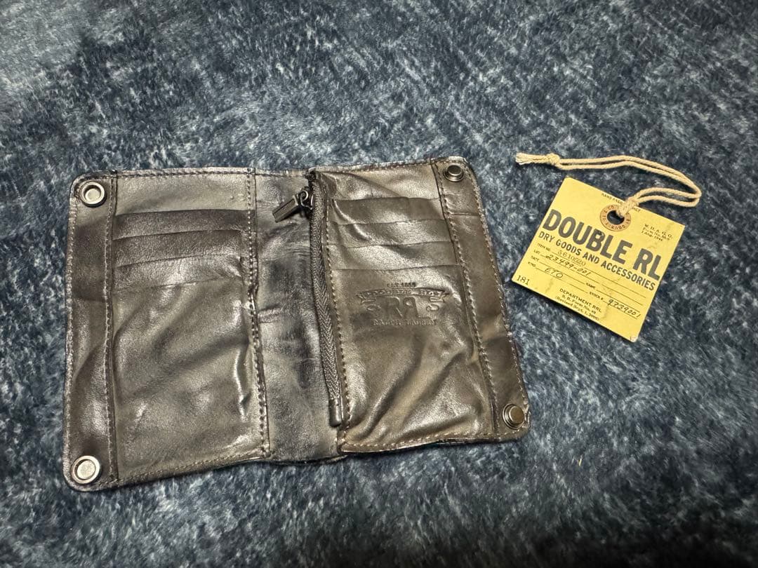 RRL ブラックレザーウォレット 財布 ダブルアールエル ビンテージ加工 タグ有