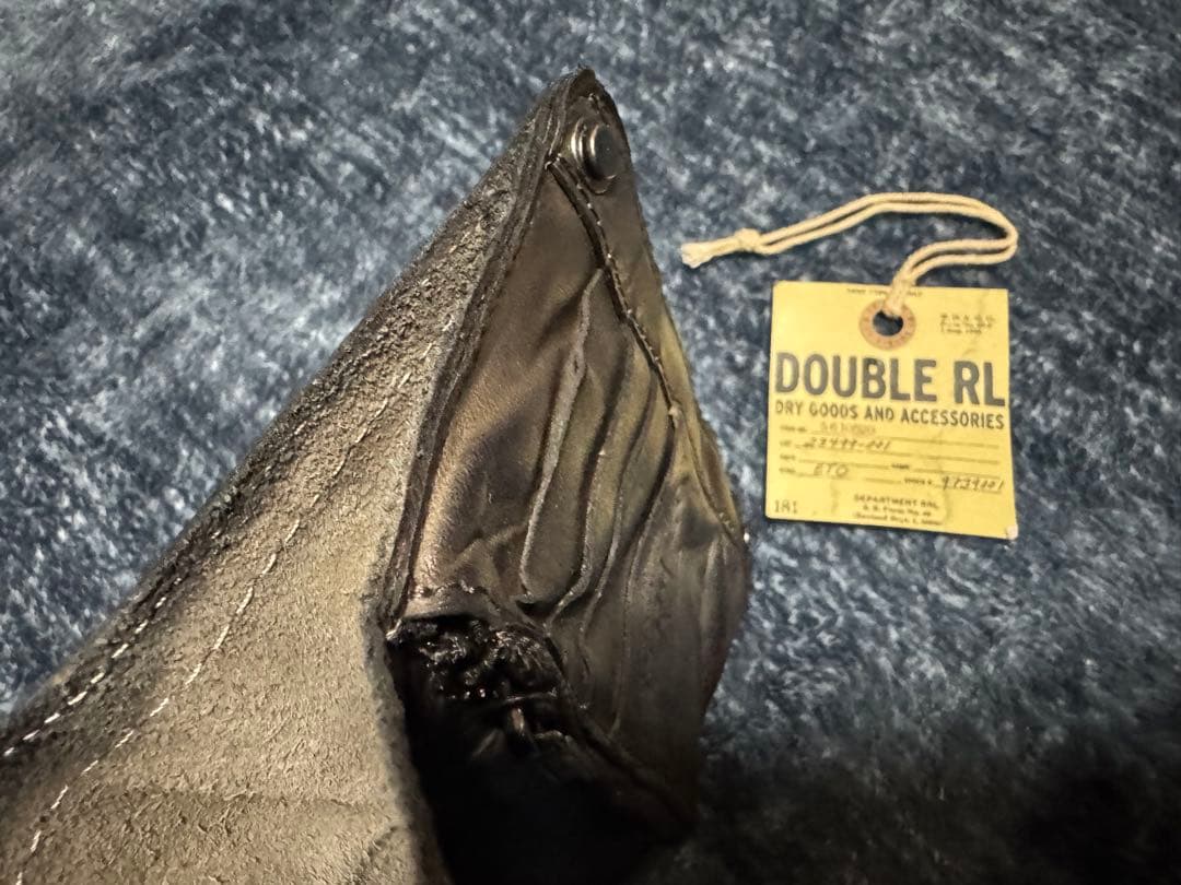 RRL ブラックレザーウォレット 財布 ダブルアールエル ビンテージ加工 タグ有