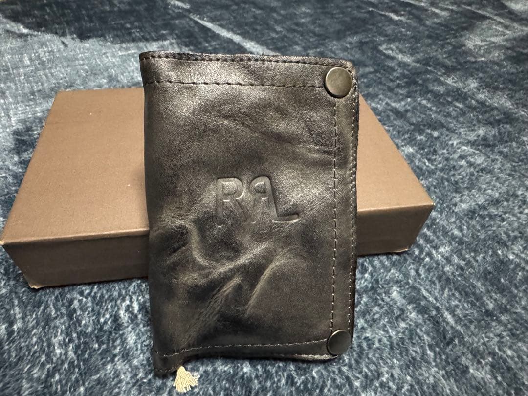 RRL ブラックレザーウォレット 財布 ダブルアールエル ビンテージ加工 タグ有