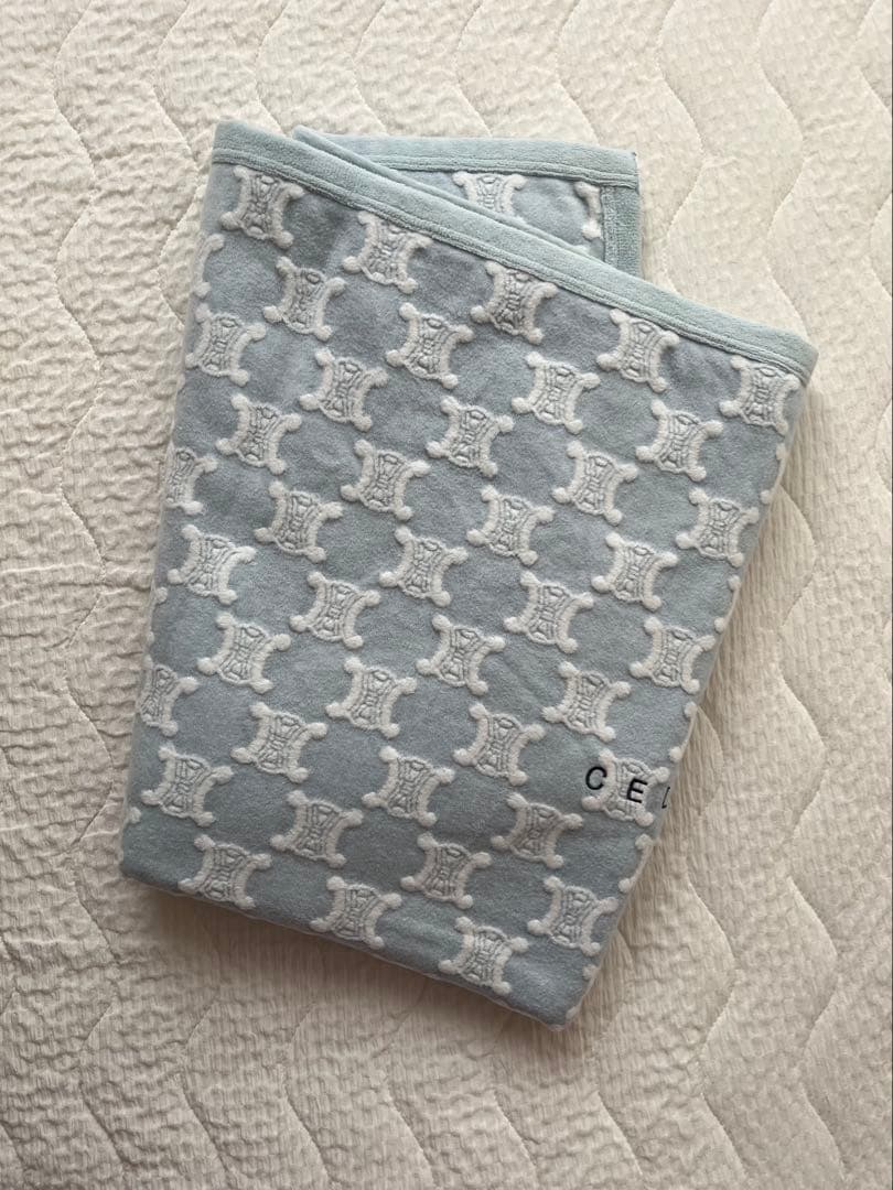 新品未使用　セリーヌ　綿毛布　シングル　ブルー　トリオンフ　マカダム