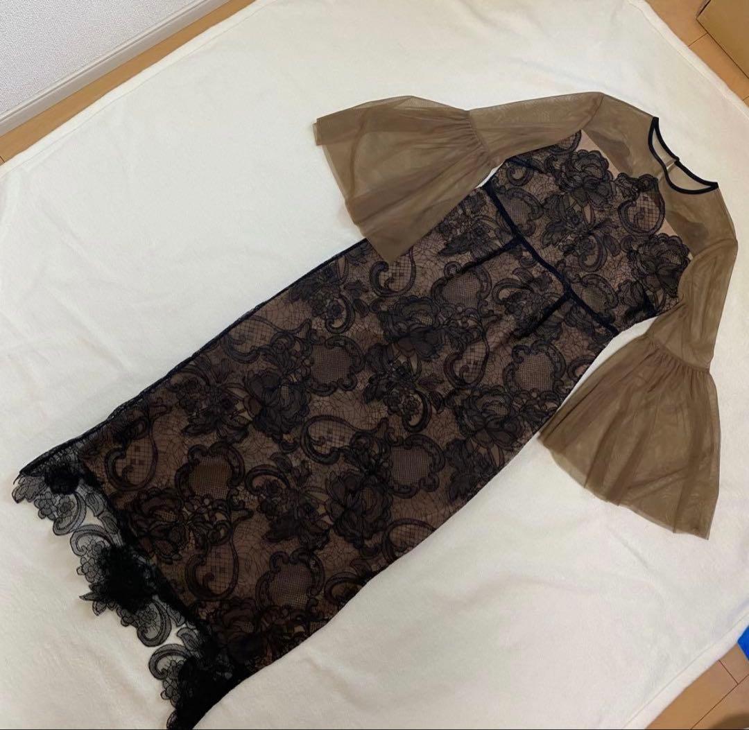 Leja シアープリーツスリーブIラインワンピースドレス オケージョン お呼ばれ