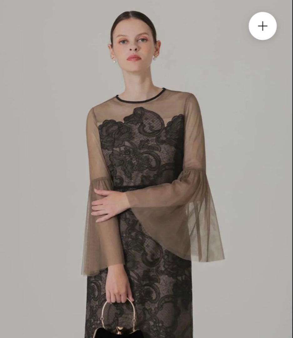 Leja シアープリーツスリーブIラインワンピースドレス オケージョン お呼ばれ